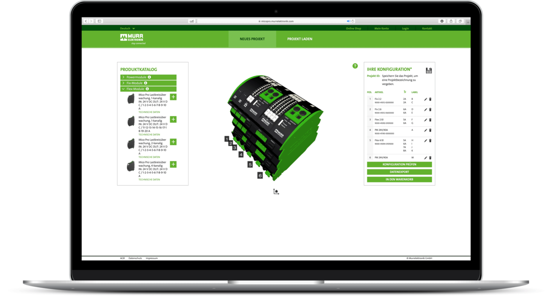 The current monitoring system configurator from Murrelektronik and CONFIGON