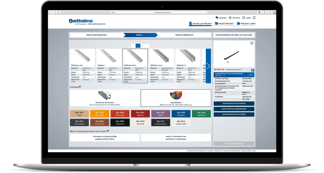 The LED configurator from Barthelme and CONFIGON
